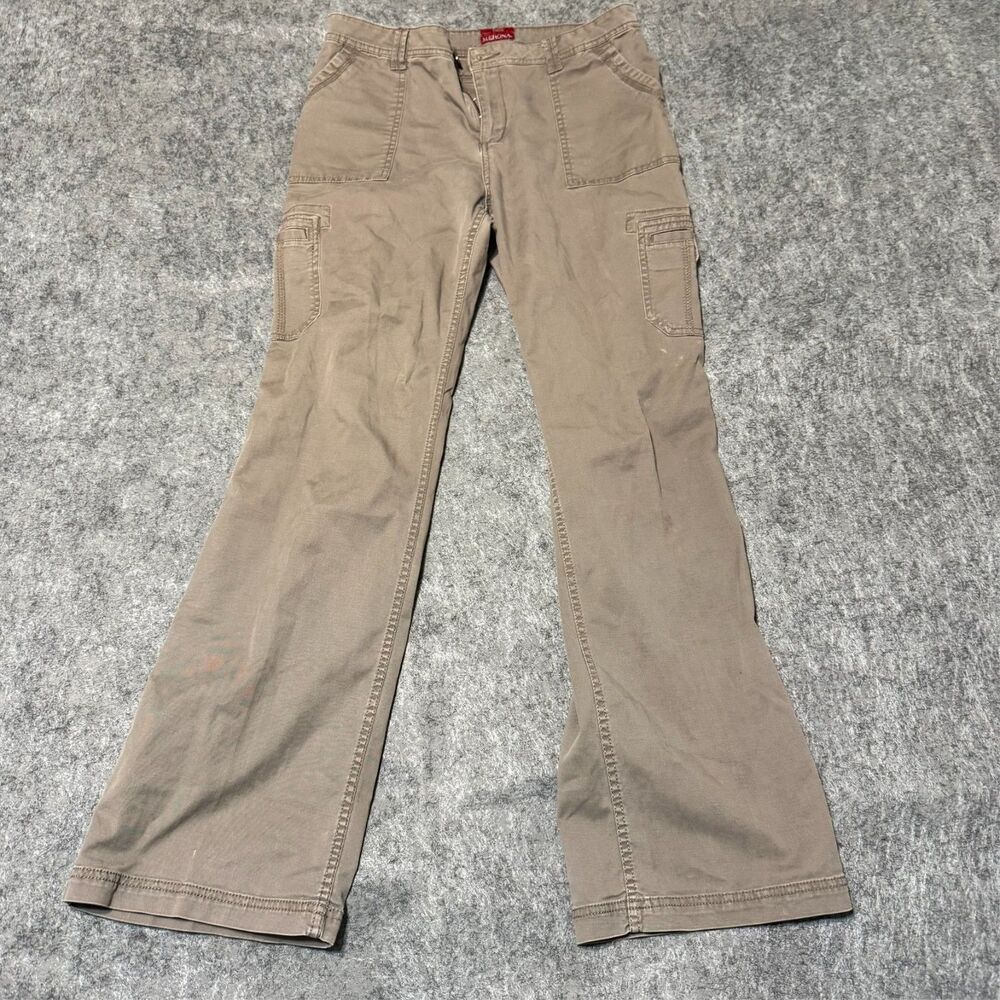 Merona Womens Cargo Utility Pants Size 8 Brown Wide-Leg Flared